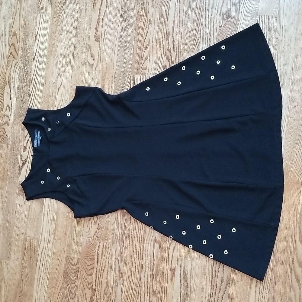 (10) Nicole Benisti Fit & Flare Black Dress Party Evening Eyelet Design